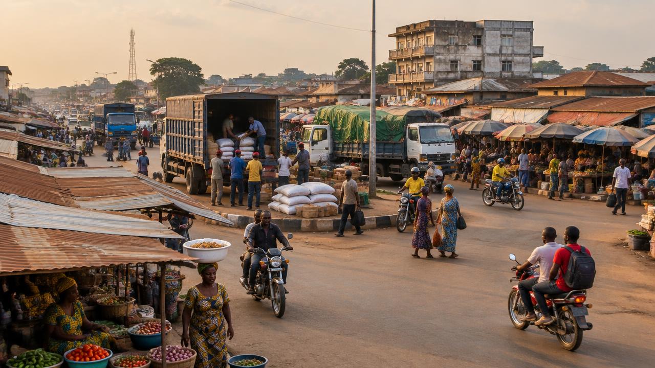 Camions de distribution équipés de GPS sur le corridor commercial d'Abidjan à Bouaké