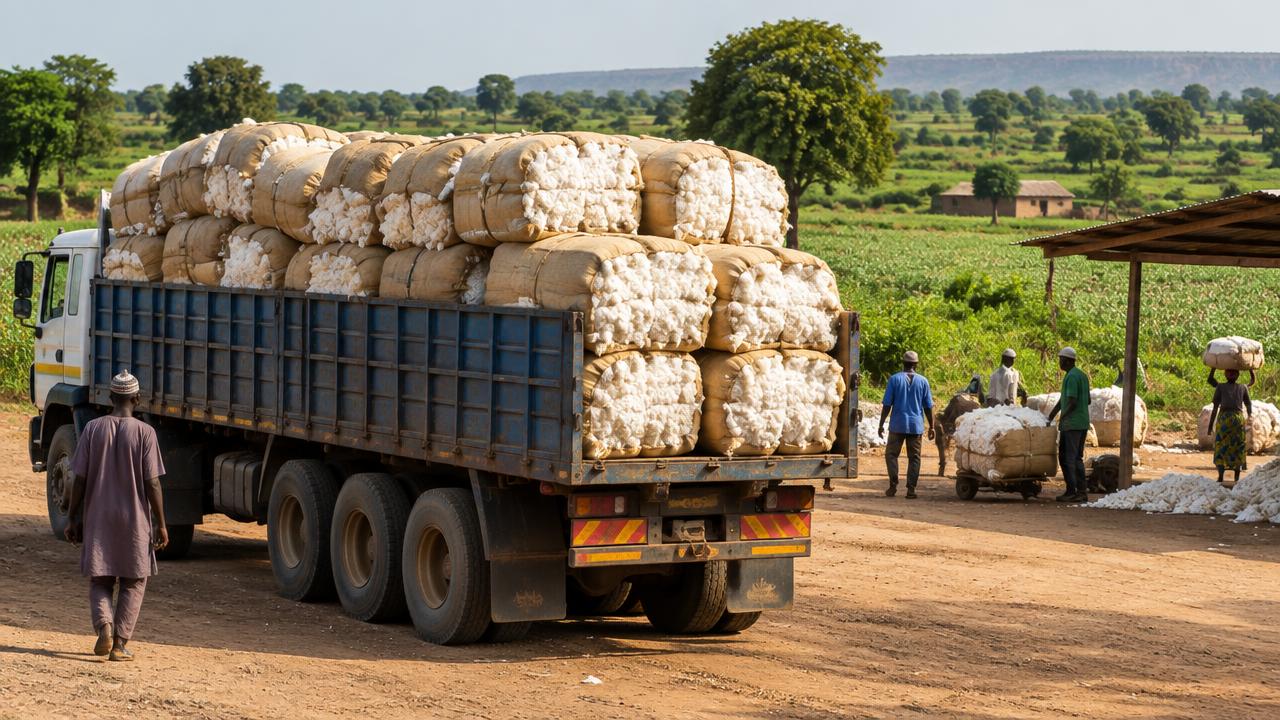 Camions de transport agricole équipés de traceurs GPS sur le corridor Sikasso–Abidjan