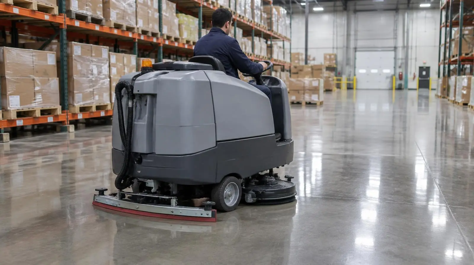Autolaveuse industrielle équipée d'un boîtier GPS et d'un lecteur de badge